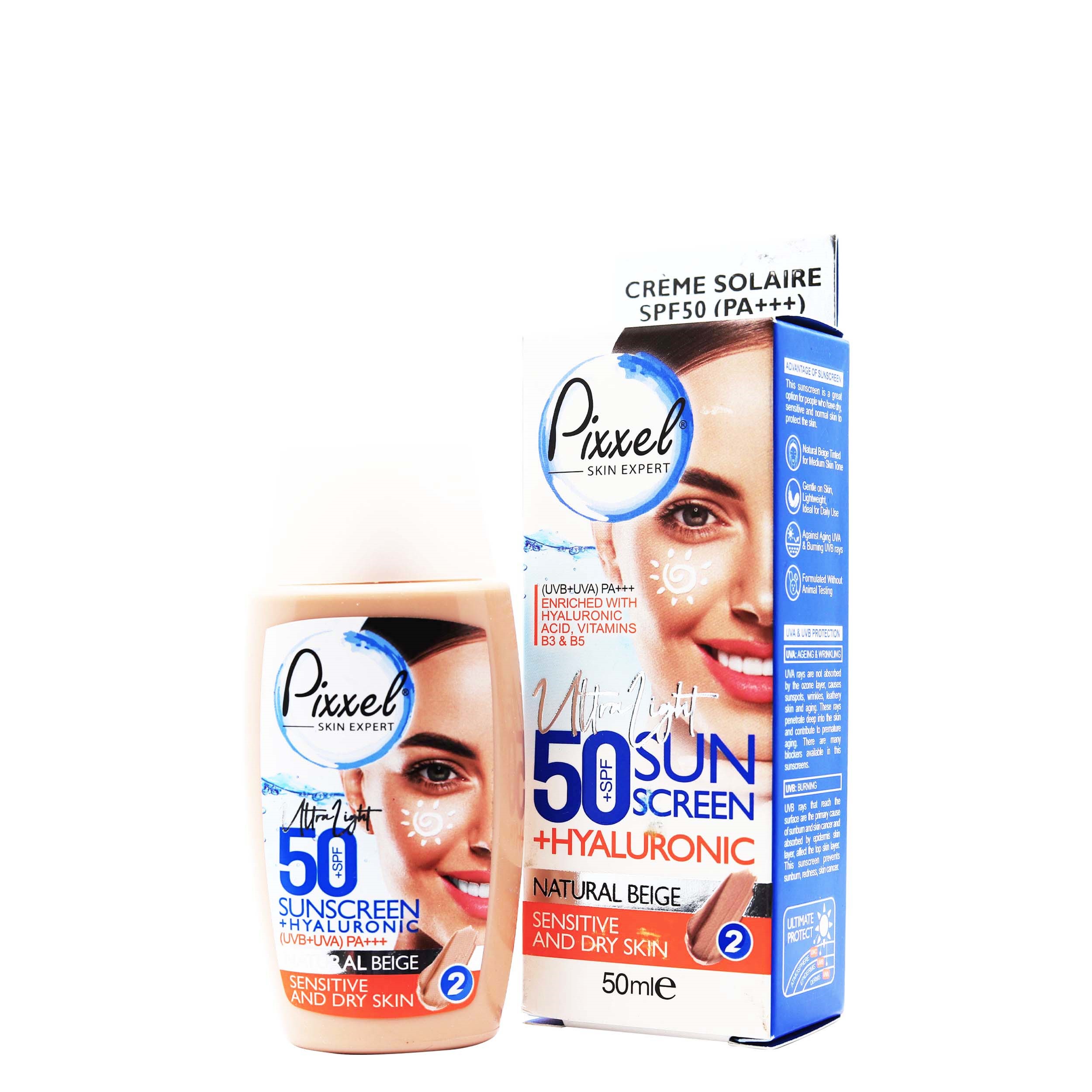 ضد افتاب رنگی بژ طبیعی پیکسل SPF50 پوست خشک و حساس